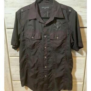 Affliction Y2K Black Premium Live Fast Button Up Shirt - Size Medium